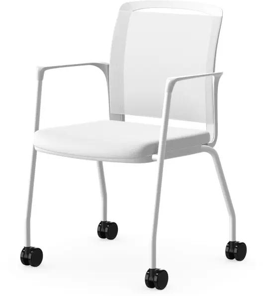 Elite Infinity - 4 Legged Castor Chair With Upholstered Seat And Mesh Back - White frame - Adobo