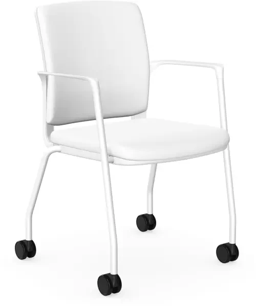 Elite Infinity - 4 Legged Castor Chair With Upholstered Seat And Back - White frame - Adobo