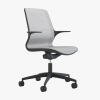 Elite Tempo Black Frame Mesh Task Chair with Arms - White Mesh