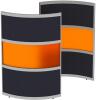 Elite Huddle Single Curved Screen with Bottom & Top Fabric Panels & Middle Acrylic Panels