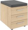 Elite 3 Drawer Low Mobile Pedestal with Seat Pad 418 x 600 x 609mm