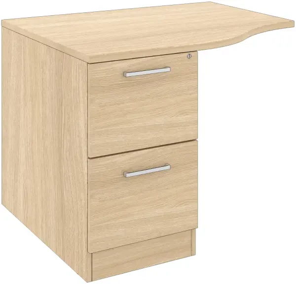 Elite 2 Drawer Desk High Pedestal with Curved Overhanging Top