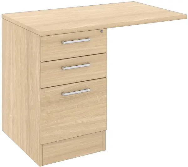 Elite 3 Drawer Desk High Pedestal With Overhanging Top - Standard Drawer 1000 x 600mm